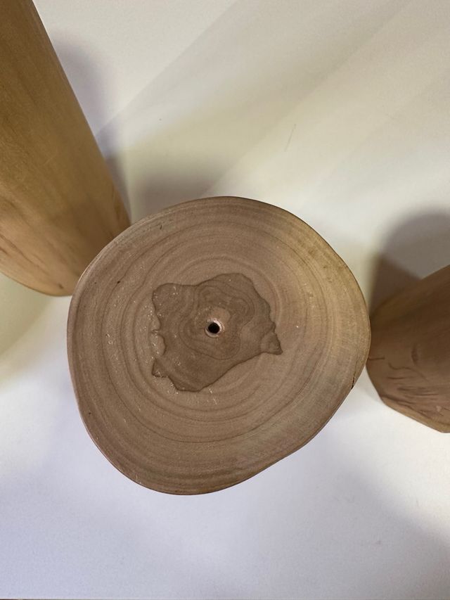 Portavelas en tronco de madera