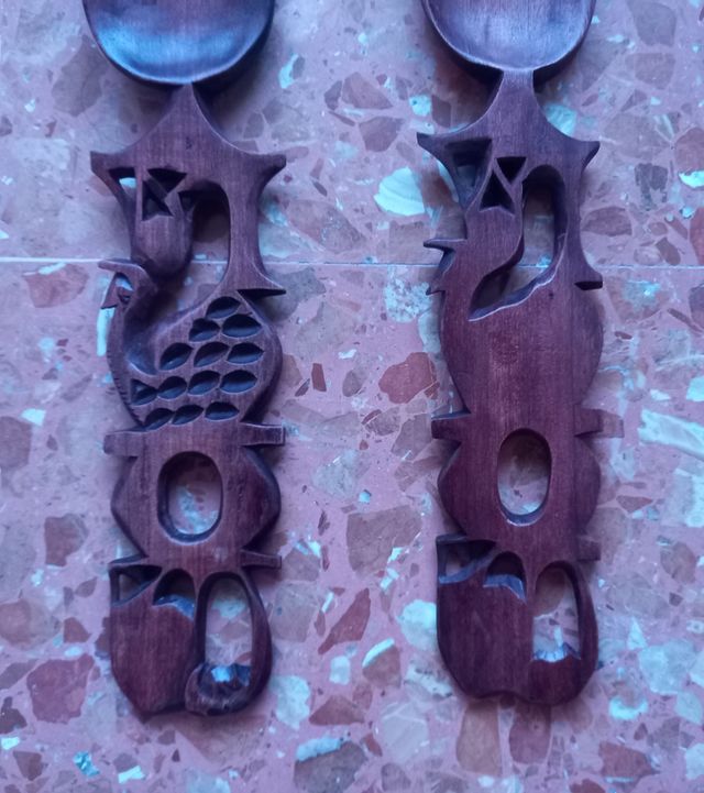 Tenedor y cuchara madera Vintage