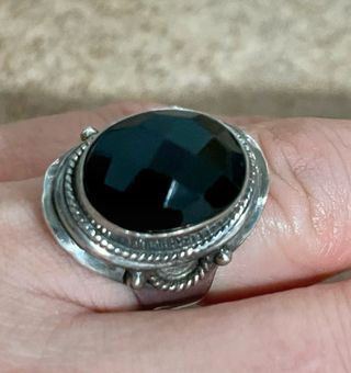 Anillo plata con piedra negra