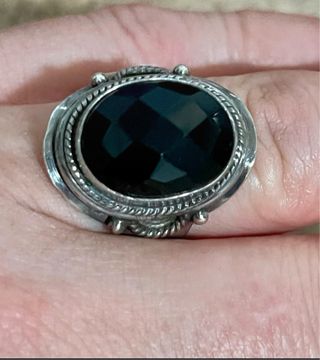 Anillo plata con piedra negra