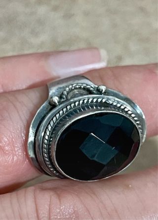 Anillo plata con piedra negra