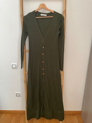 Vestido punto Zara verde caqui