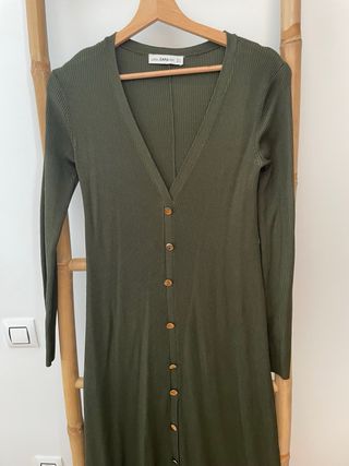 Vestido punto Zara verde caqui