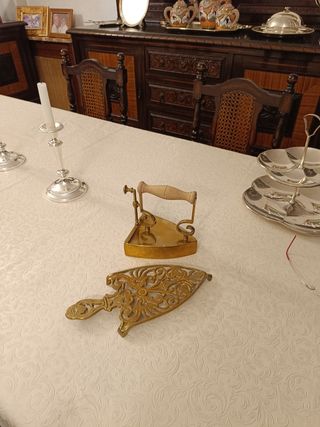 Antigüedad Plancha de carbón bronce