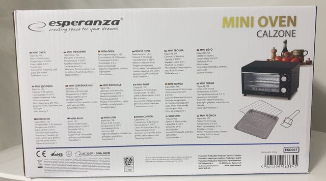 Horno tostador grill Esperanza 10 L 900 W