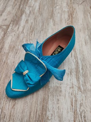 Zapatos botines fallera azul talla 39-40