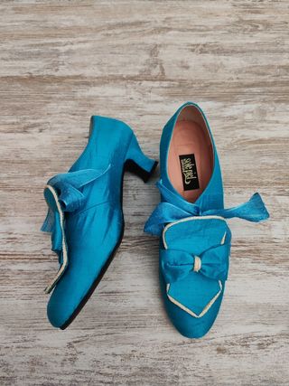 Zapatos botines fallera azul talla 39-40