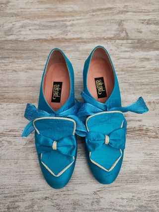 Zapatos botines fallera azul talla 39-40