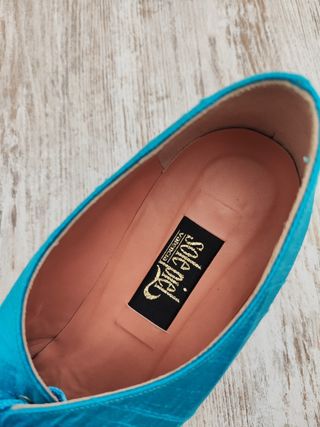 Zapatos botines fallera azul talla 39-40