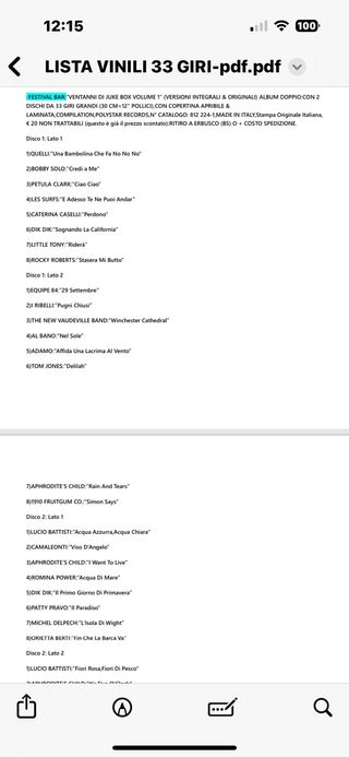 Album Doppio2 Dischi33 Giri:FESTIVAL BAR”VENTANN