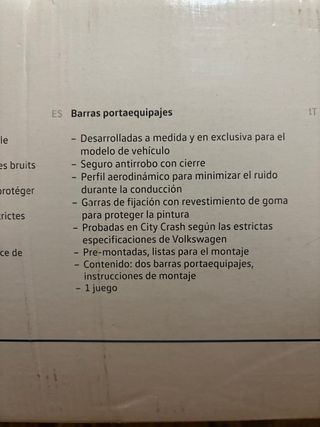 Barras de techo portaequipajes