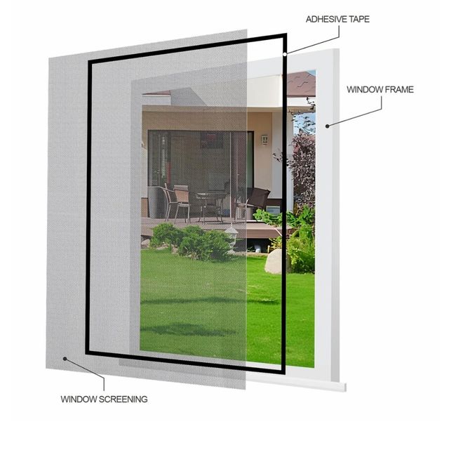 Mosquitera recortable con cinta adhesiva