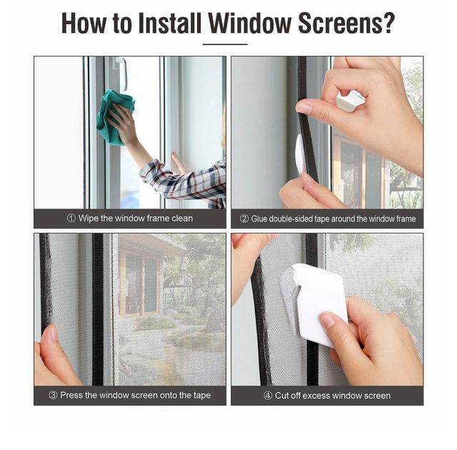 Mosquitera recortable con cinta adhesiva