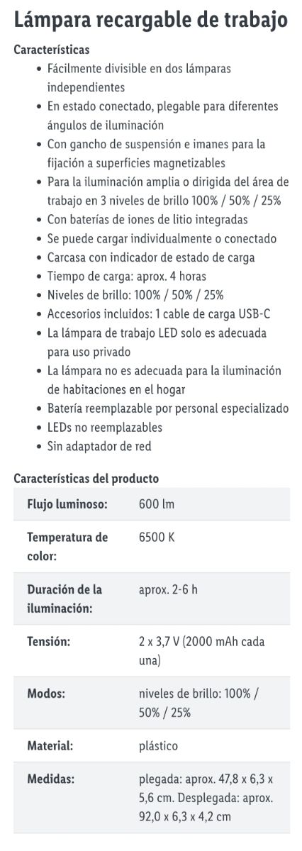 Luz de trabajo recargable