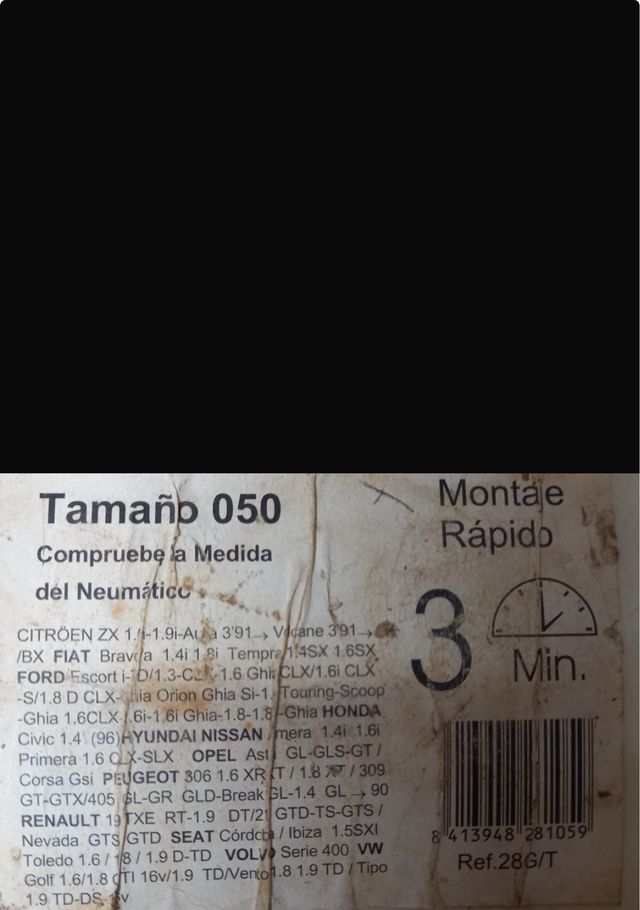 Cadenas para nieve coche clasico. sin usar