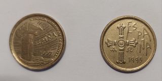 2 monedas 5 pesetas