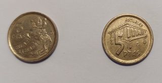 2 monedas 5 pesetas