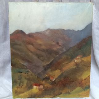 Cuadro oleo paisaje montaña Asturias