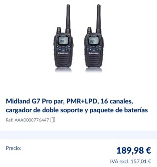 Midland G7 Pro 16 Canales Kit completo