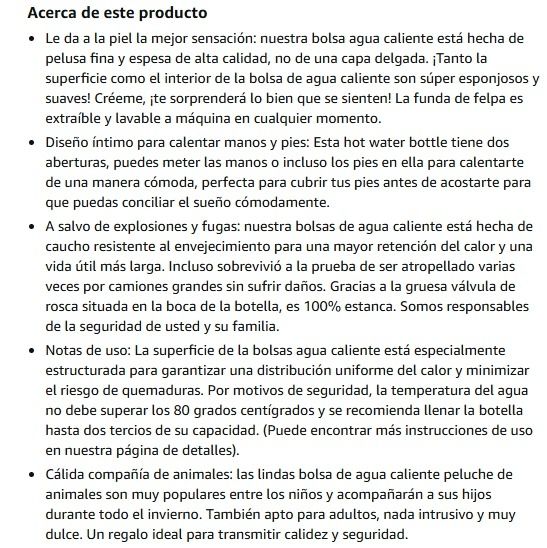 NUEVO Peluche bolsa de agua caliente