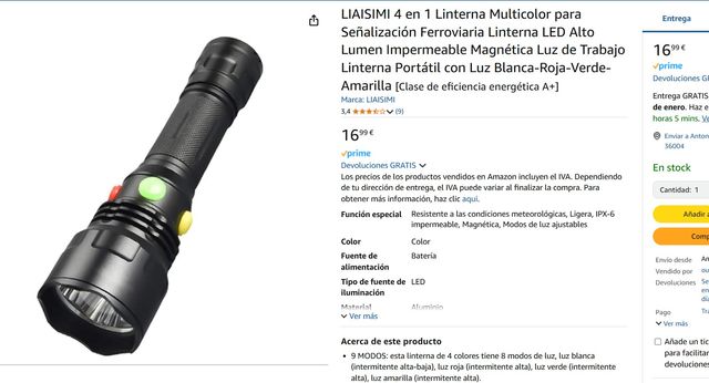 4 en 1 Linterna Multicolor SeñalizaciónFerroviaria