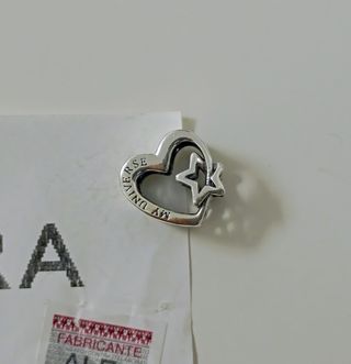 Charm Corazón en filigrana Familia y Estrella.