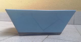 Vaso rettangolare smaltato turchese 