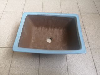 Vaso rettangolare smaltato turchese 