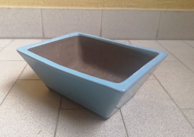 Vaso rettangolare smaltato turchese