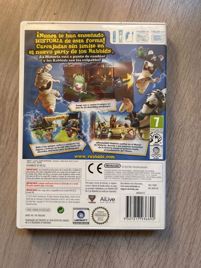 Juego Wii Raving Rabbids Regreso al pasado.