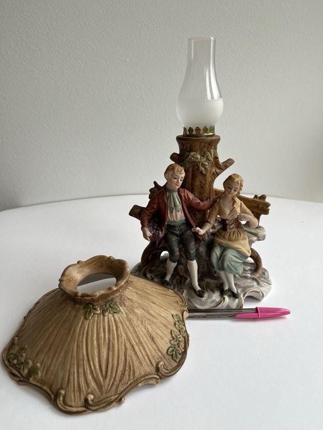 Lámpara antigua de mesa de porcelana japonesa 