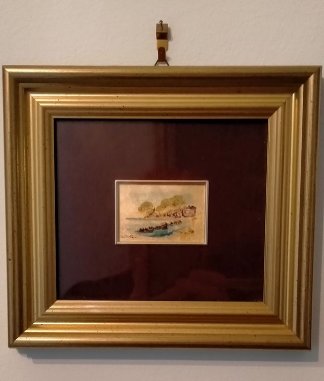 Quadretto vintage legno/foglia oro