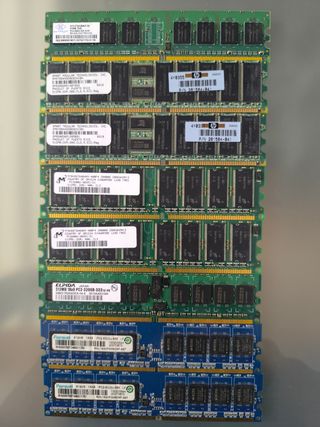 Lote Tarjetas memoria RAM 512mb y 1gb 