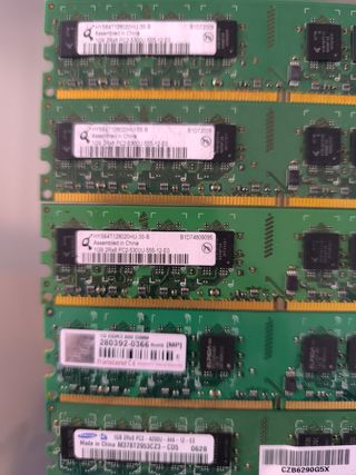 Lote Tarjetas memoria RAM 512mb y 1gb 