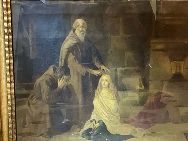 Quadro antico oleografia con cornice