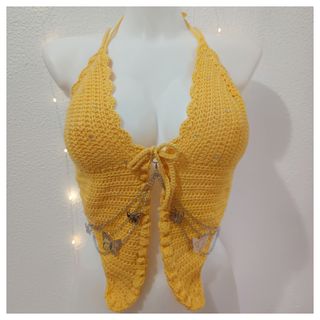 Top crochet amarillo 