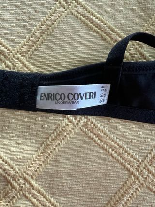 Reggiseno nero con scritte firmato Enrico Coveri