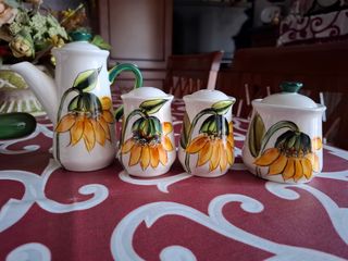 Set ceramica 5 pezzi con girasole,zuccheriera, te