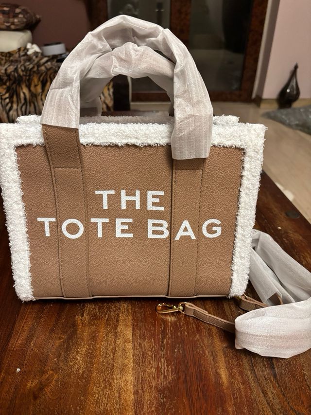 Borsa Tote Bag color cammello in similpelle nuova