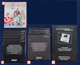 Folletos de garantía y publicidad para Nintendo DS