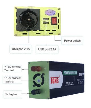Inversor Corriente DC/AC 650W Convertidor 12V/24V