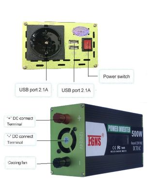 Inversor Corriente DC/AC 500W Convertidor 12V/24V