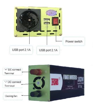 Inversor de Corriente DC/AC 1000W Convertidor 12V/