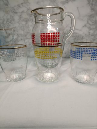 Jarra y vasos años 60