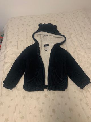 Chaqueta de bebé de lana azul con corderito