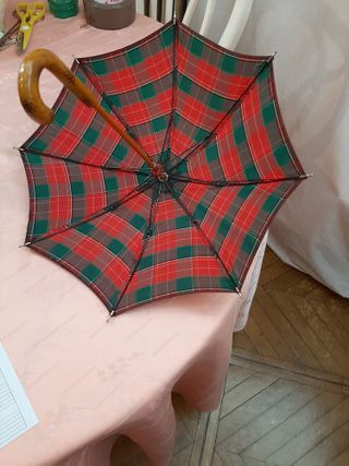 MINISOMBRILLA ANTIGUA DE MADERA Y TELA