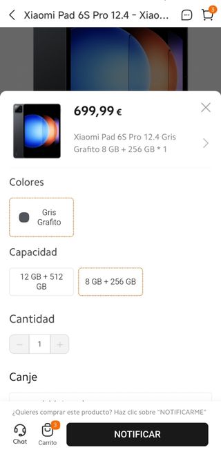 Xiaomi pad 6s Pro (8/256) 12,4" NUEVA