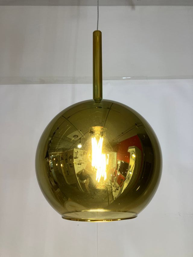 Lampadario sfera vetro specchiato oro