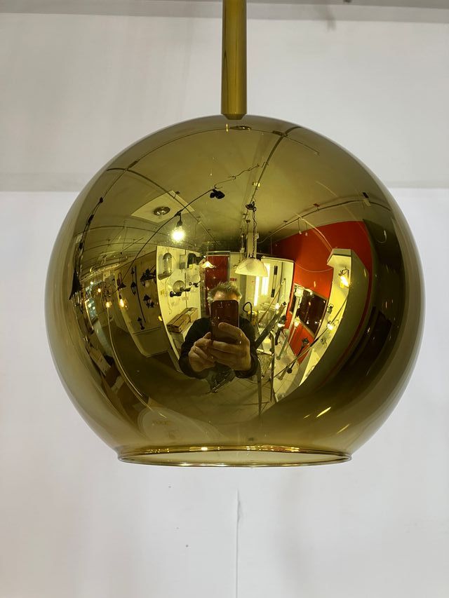 Lampadario sfera vetro specchiato oro