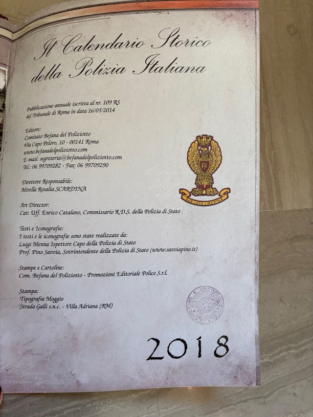 Calendario Polizia 2018